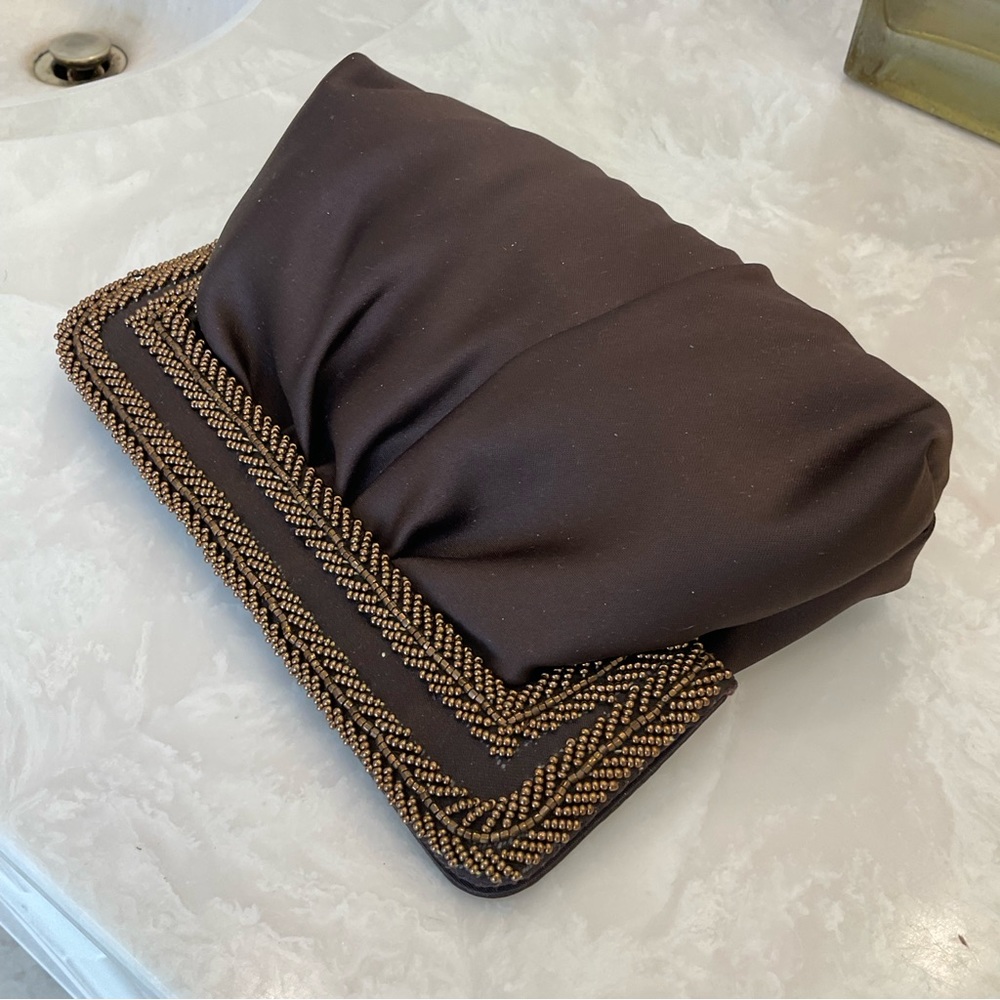 Balborg beaded satin clutch evening bag with strap, NWT yet vintage, excellent! - Picture 6 of 13